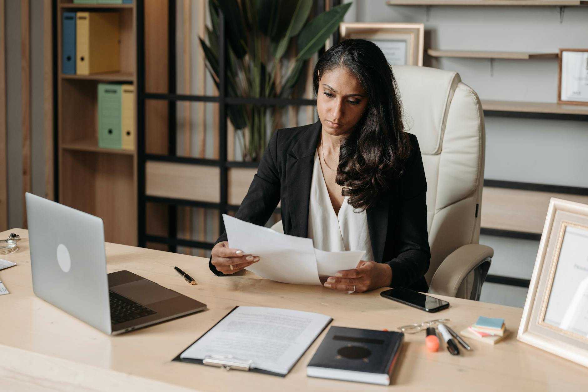 Career woman working at her desk